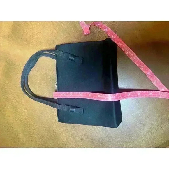 Vintage After five handbag black top clasp with cute bow details - Picture 6 of 9